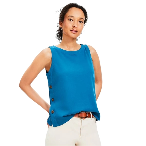 LOFT Tops - NEW LOFT M Teal Side Button Pullover Sleeveless Tank Top